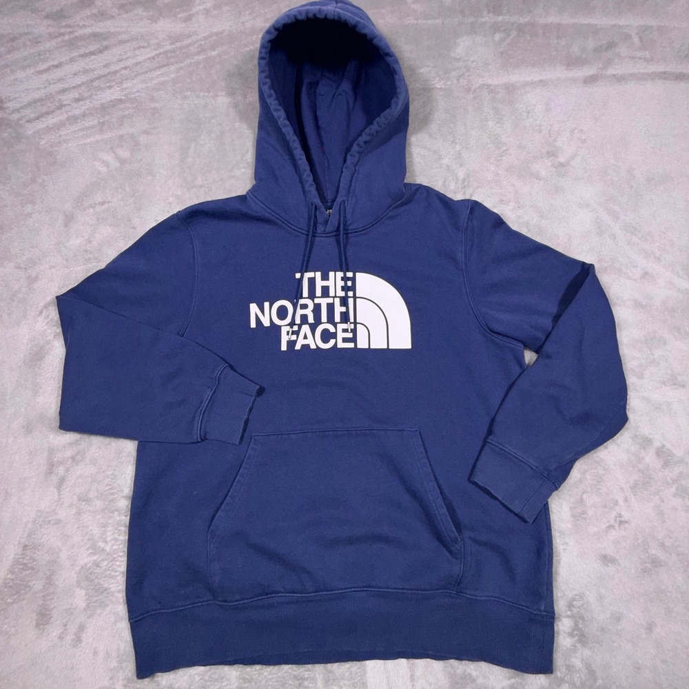 The North Face Mens XL Half Dome Pullover Hoodie Navy Blue Logo